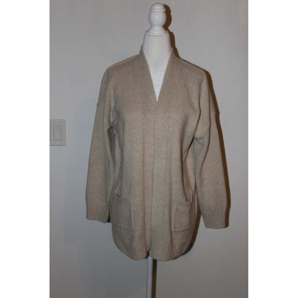 Old Navy Women's Oatmeal Beige Open Front Longline Cardigan Sweater Small 1265